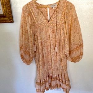 Cleobella Magdalena Floral Print Bubble Sleeve Mini Dress size Large